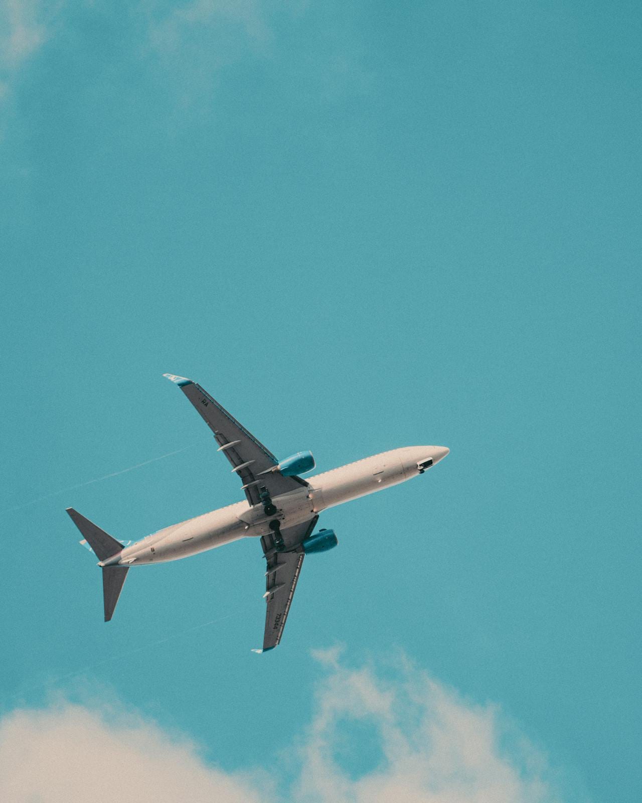 A plane flying in a clear sky